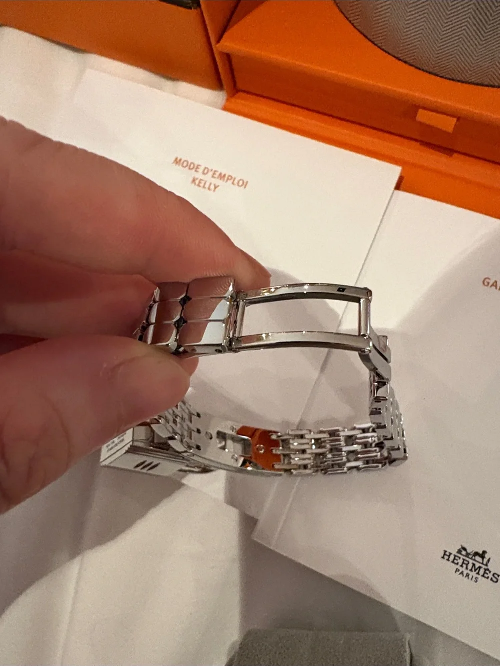 Brand new Hermes Kelly  Stainless Steel Bracelet Watch with Chain Detail
